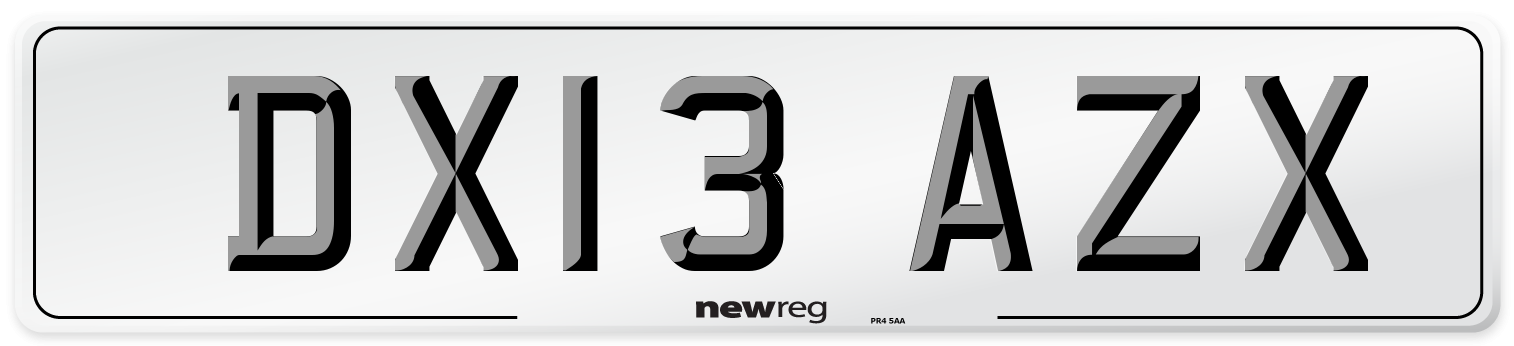 DX13 AZX Number Plate from New Reg